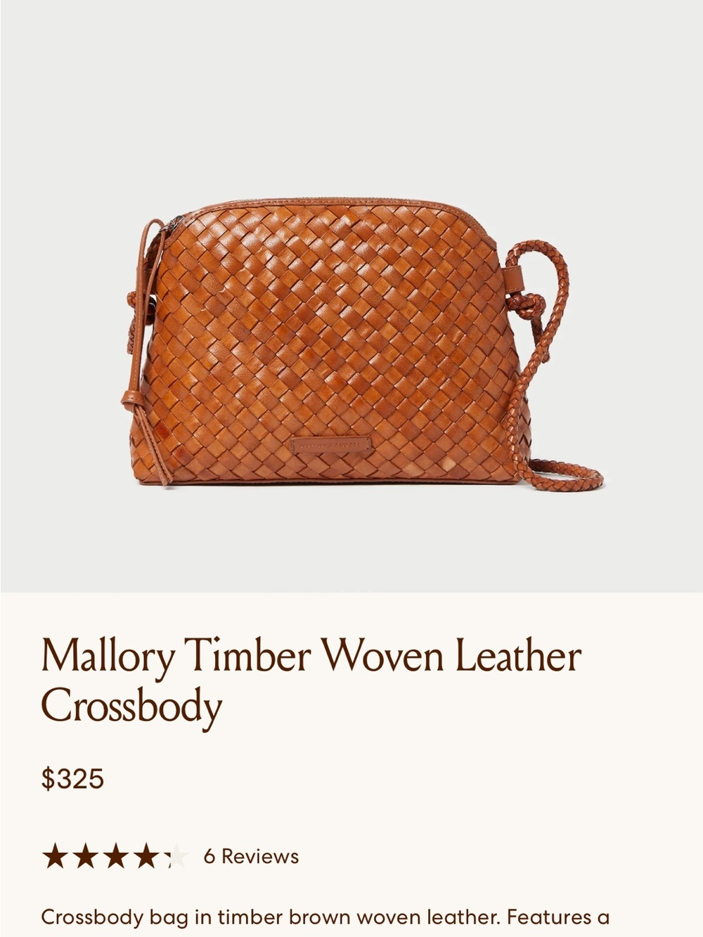 NWT Loeffler Randall Mallory Timber Woven Leather Crossbody